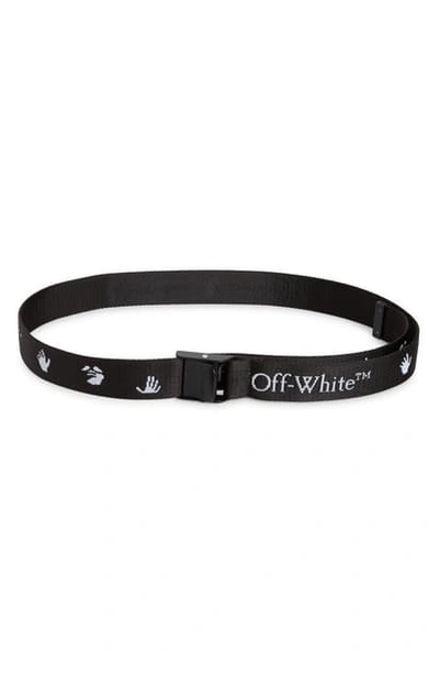 Shop Off-white Logo Industrial Woven Belt In Black Whit