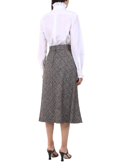 Shop Dolce & Gabbana Wool Midi Skirt In Beige