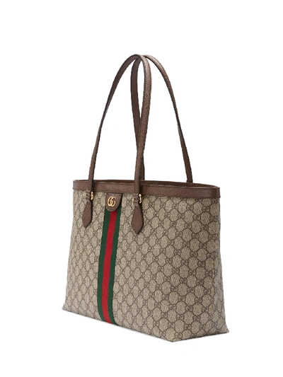 Shop Gucci Ophidia Gg Medium Shopping Bag In Beige