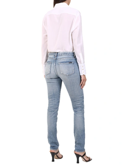 Shop Saint Laurent Slim Jeans In Light Blue