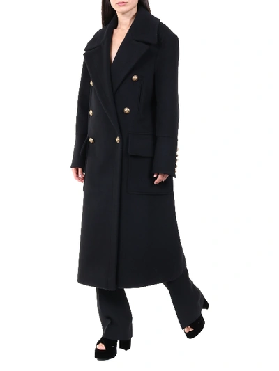 Shop Balmain Double-breasted Coat In Black