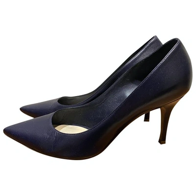Pre-owned Dior Cherie Pointy Pump Leather Heels In Blue