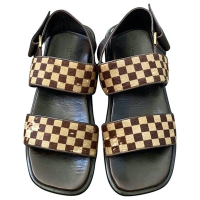 Pre-owned Louis Vuitton Brown Pony-style Calfskin Sandals