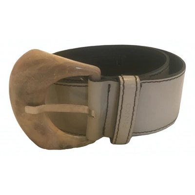 Pre-owned Pinko Patent Leather Belt In Beige