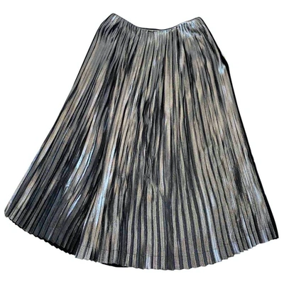 Pre-owned Loewe Silk Mid-length Skirt In Silver