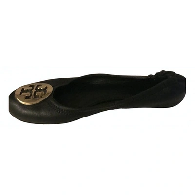 Pre-owned Tory Burch Black Leather Ballet Flats