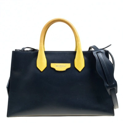Pre-owned Balenciaga Work Blue Leather Handbag