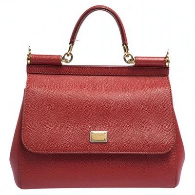 Pre-owned Dolce & Gabbana Sicily Red Leather Handbag
