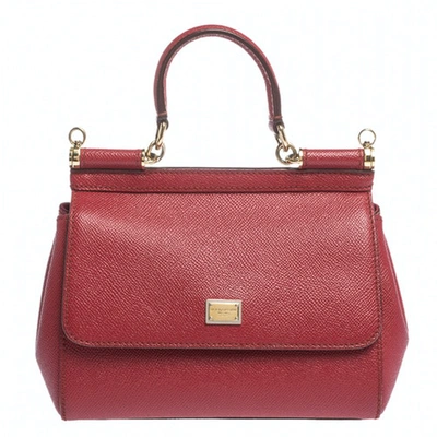 Pre-owned Dolce & Gabbana Sicily Red Leather Handbag