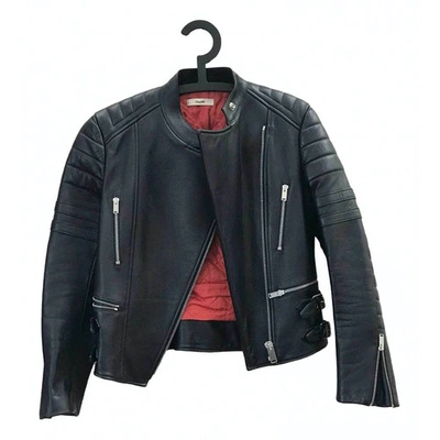 Pre-owned Celine Purple Leather Leather Jacket