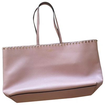 Pre-owned Valentino Garavani Rockstud Pink Leather Handbag