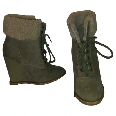Pre-owned Comptoir Des Cotonniers Leather Snow Boots In Grey