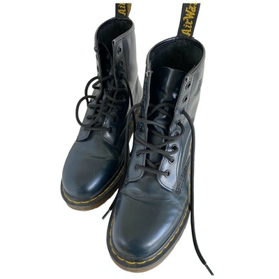 Pre-owned Dr. Martens' 1460 Pascal (8 Eye) Blue Leather Ankle Boots