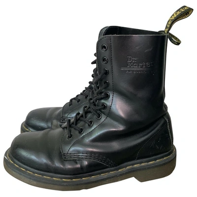 Pre-owned Dr. Martens' 1490 (10 Eye) Black Leather Ankle Boots
