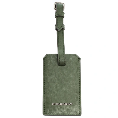 Pre-owned Burberry Green Leather Name Tag Bag Charm