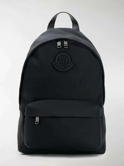 Shop Moncler Logo Patch Front Zip Detail Backpack In 999