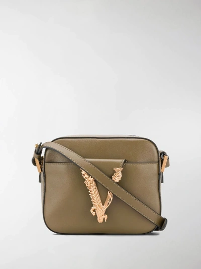 Shop Versace V Logo Crossbody Bag In Green
