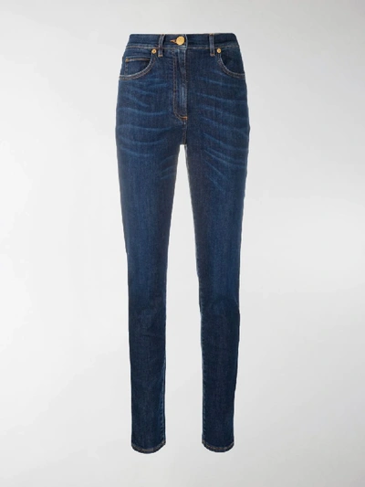 Shop Versace Medusa Print Skinny Jeans In Blue