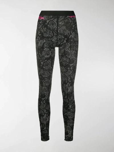 Shop Redemption Rose-print Performance Leggings In Grey