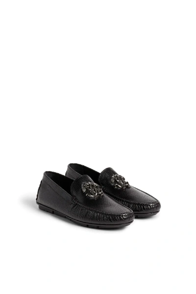 Shop Roberto Cavalli Mirror Snake Lizard Effect Loafers In Black