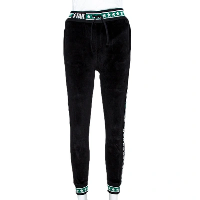 Pre-owned Dolce & Gabbana Black Chenille Jacquard Dg Logo Jogging Pants 12 Yrs