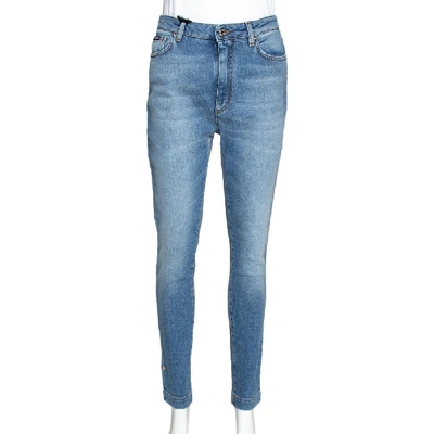 Pre-owned Dolce & Gabbana Azure Stretch Denim Pretty Fit Jeans It 42 In Blue