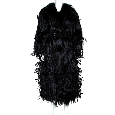 Pre-owned Dolce & Gabbana Black Fur Long Sleeve Maxi Coat It 42