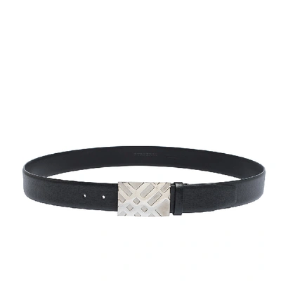 Pre-owned Burberry Black Leather Dean Buckle Belt 105cm