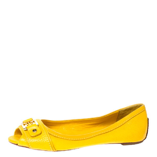 yellow peep toe flats