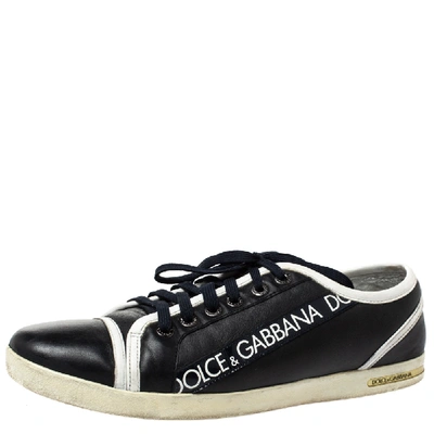 Pre-owned Dolce & Gabbana Black Leather Low Top Sneakers Size 44