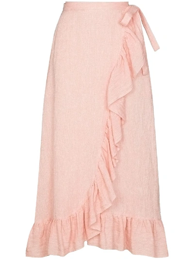 Shop Lisa Marie Fernandez Ruffled Wrap Skirt In Pink