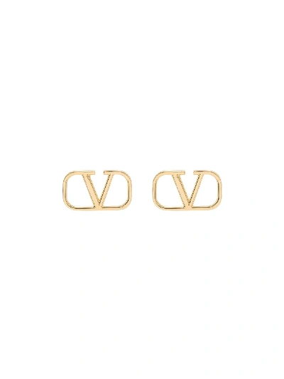 Shop Valentino Vlogo Stud Earrings In Gold