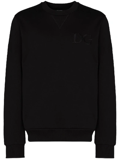 Shop Dolce & Gabbana Logo-embroidered Sweatshirt In Black
