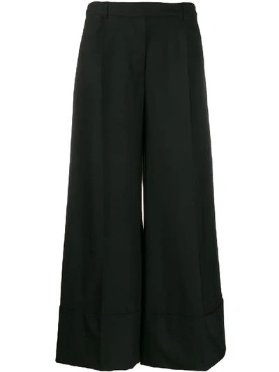 Shop Simone Rocha Pleat Detailed Cropped Trousers In Black