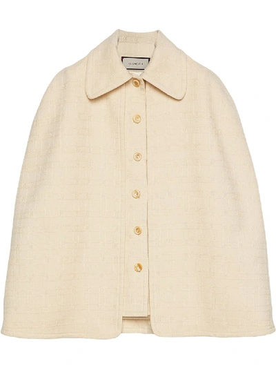 Shop Gucci Detachable Cape Tweed Vest In White