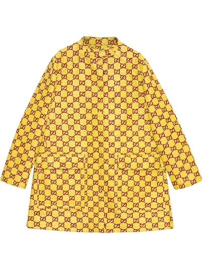 Shop Gucci Gg Supreme Single-breasted Coat In Yellow