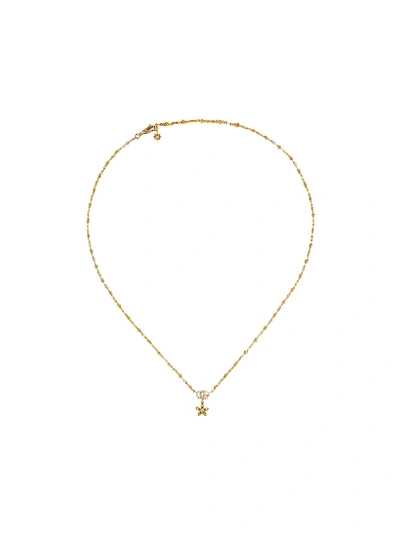 Shop Gucci 18kt Yellow Gold Flora Diamond Necklace