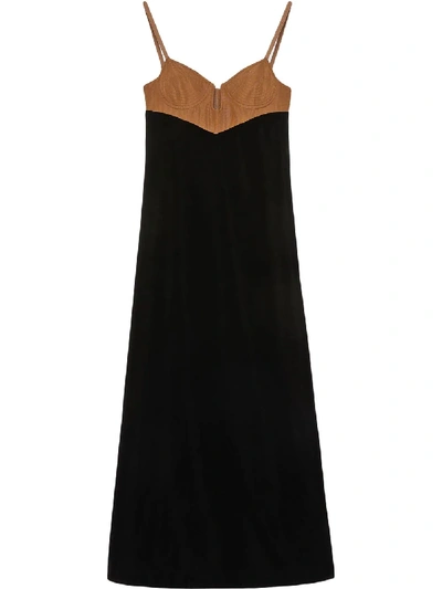 Shop Gucci Velvet-effect Bustier Dress In Black