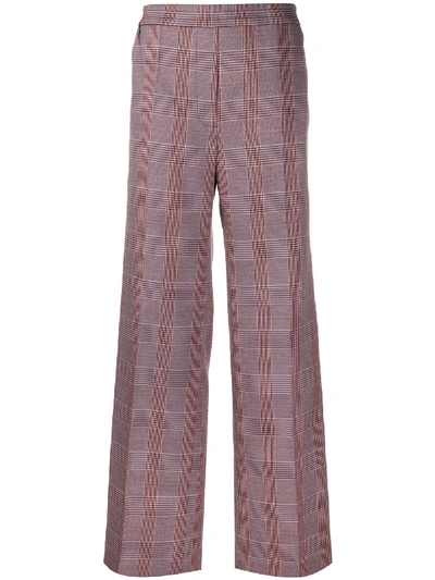 Shop Acne Studios Check-pattern Straight-leg Trousers In Purple
