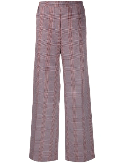 Shop Acne Studios Checkered High-waisted Trousers In Purple