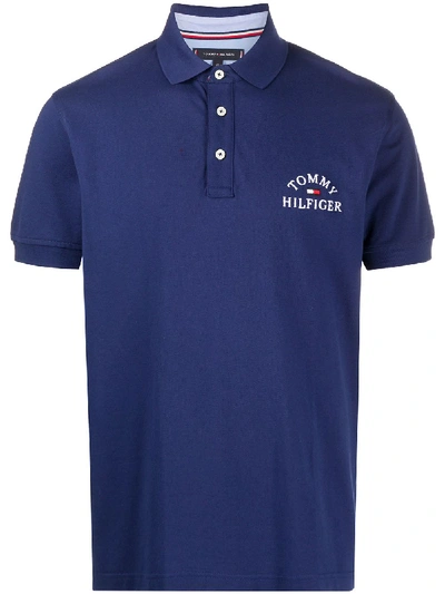 Shop Tommy Hilfiger Logo-embroidered Polo Shirt In Blue