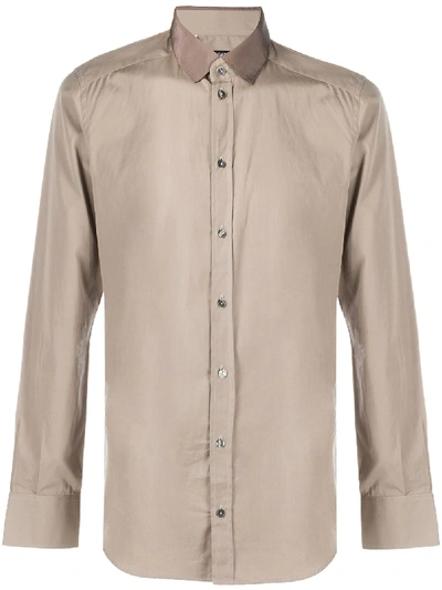 Shop Dolce & Gabbana Contrast-collar Shirt In Brown