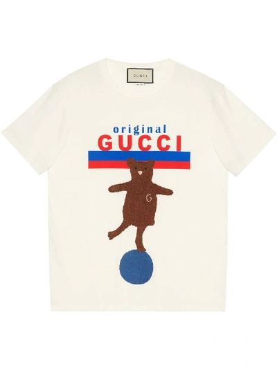 Shop Gucci Original  Bear-patch Oversize T-shirt In White