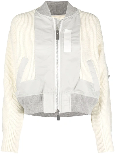 Shop Sacai Zipped Bomber Jacket In White