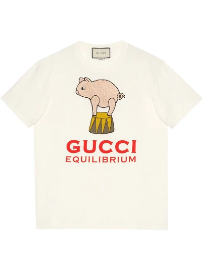 Shop Gucci Equilibrium Oversize T-shirt In White