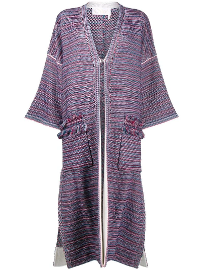 Shop Chloé Woven Long Cardigan In Red