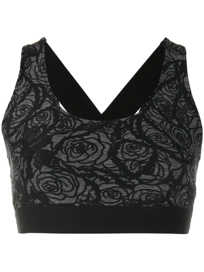 Shop Redemption Rose-print Performance Bra In Grey