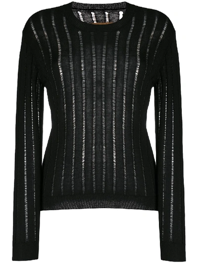 Shop Uma Wang Sheer Ribbed-knit Jumper In Black