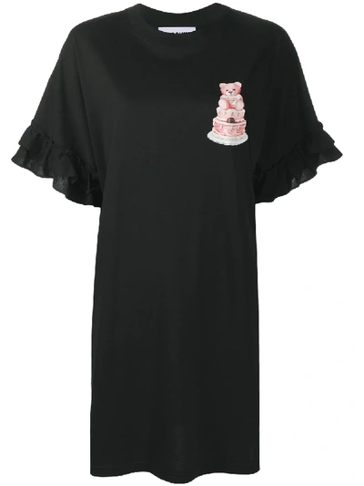 Shop Moschino Teddy Print Jersey Dress In Black