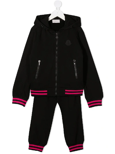 Shop Moncler Logo Plaque Tracksuit In Black